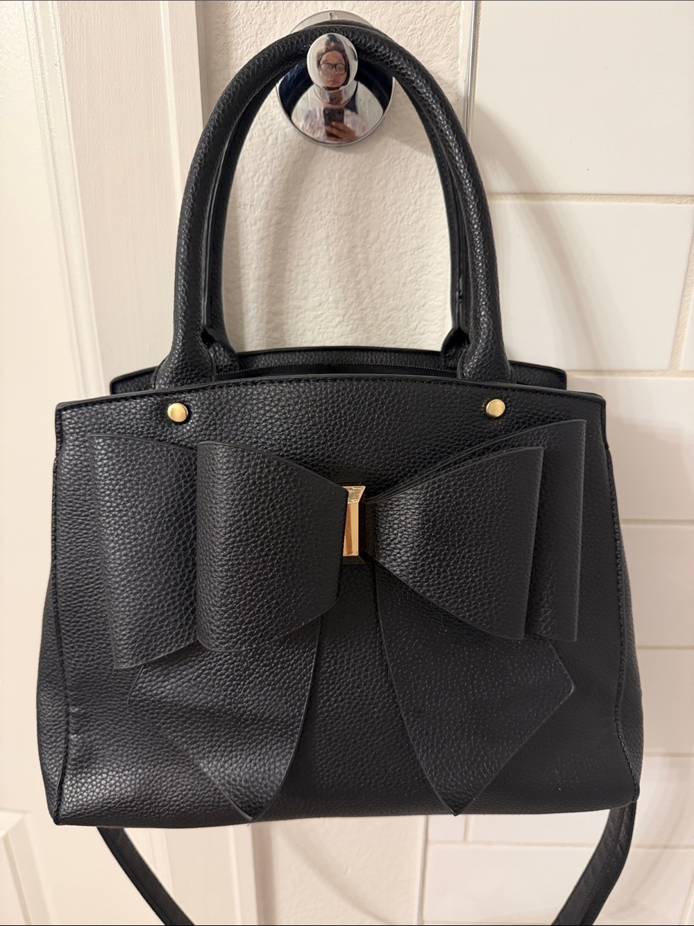 Trendy Black Bow Satchel Handbag